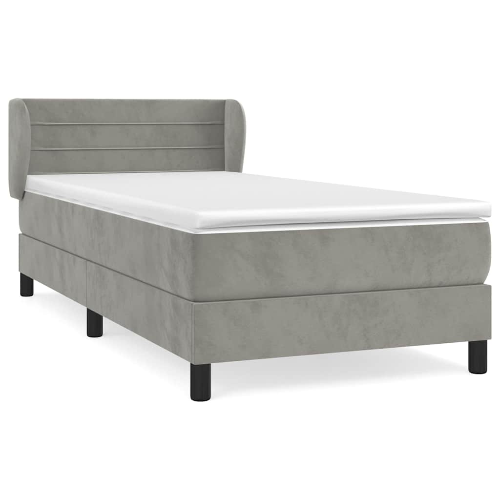 Sommier à lattes de lit et matelas Gris clair 100x200cm Velours