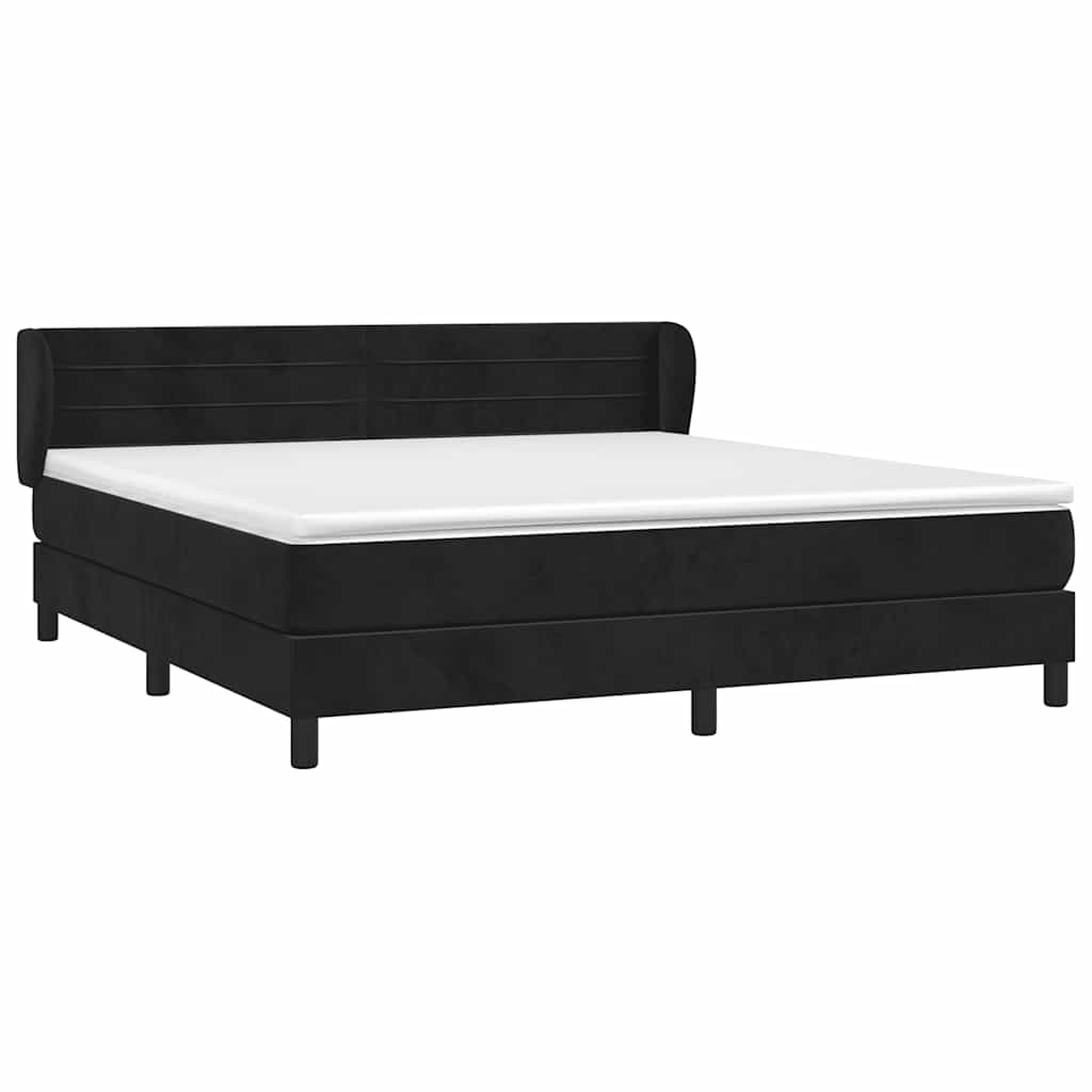 Sommier à lattes de lit avec matelas Noir 180x200 cm Velours