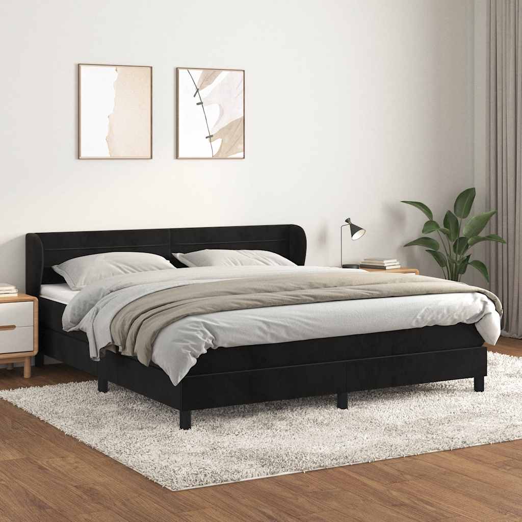 Sommier à lattes de lit avec matelas Noir 180x200 cm Velours - XIOS