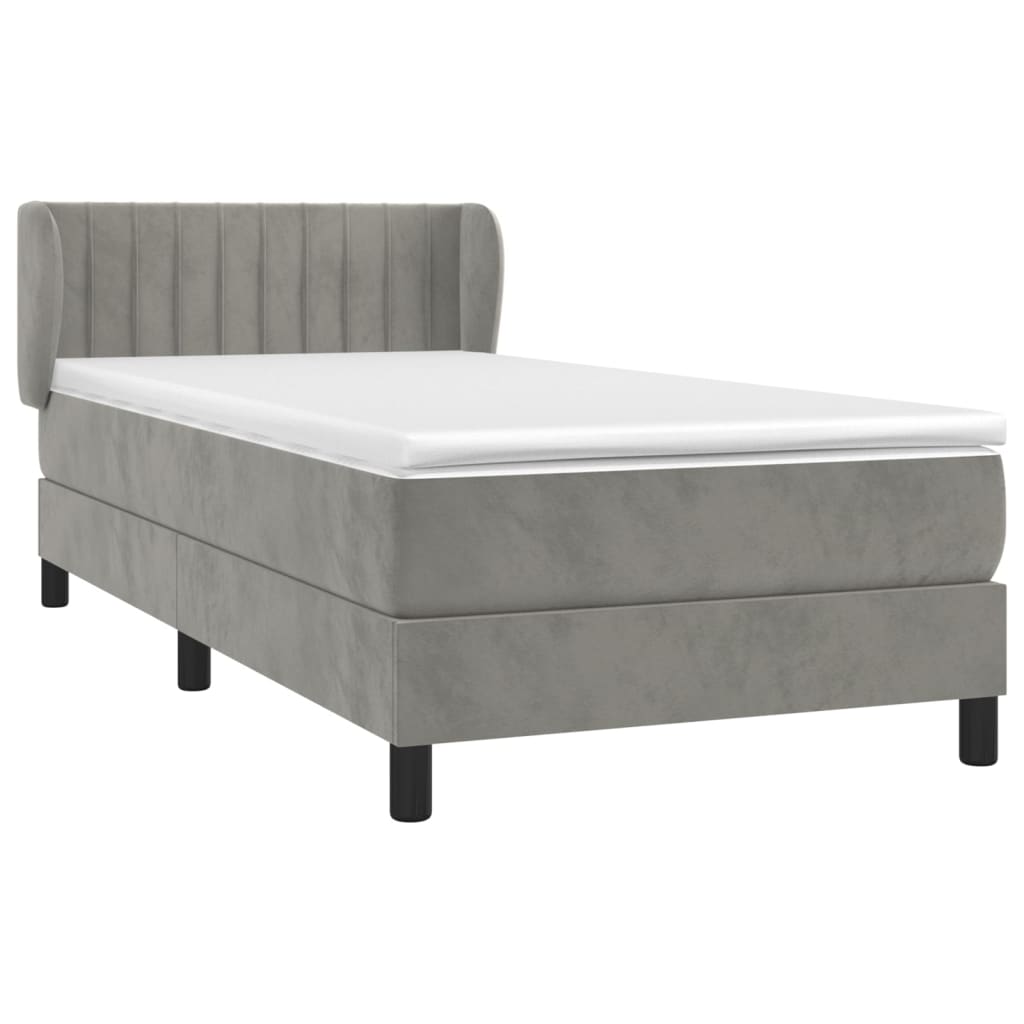 Sommier à lattes de lit et matelas Gris clair 90x190 cm Velours - XIOS