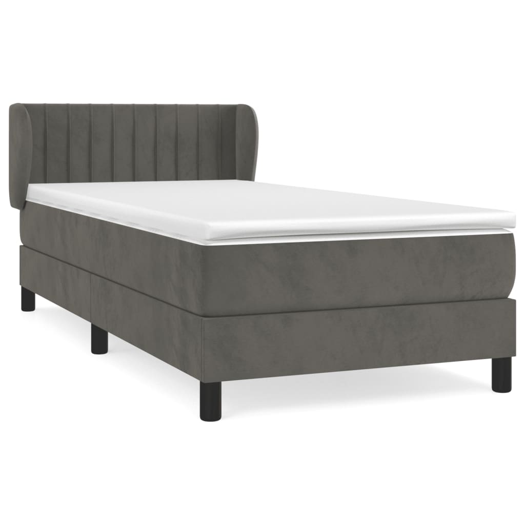 Sommier à lattes de lit et matelas Gris foncé 90x190 cm Velours - XIOS