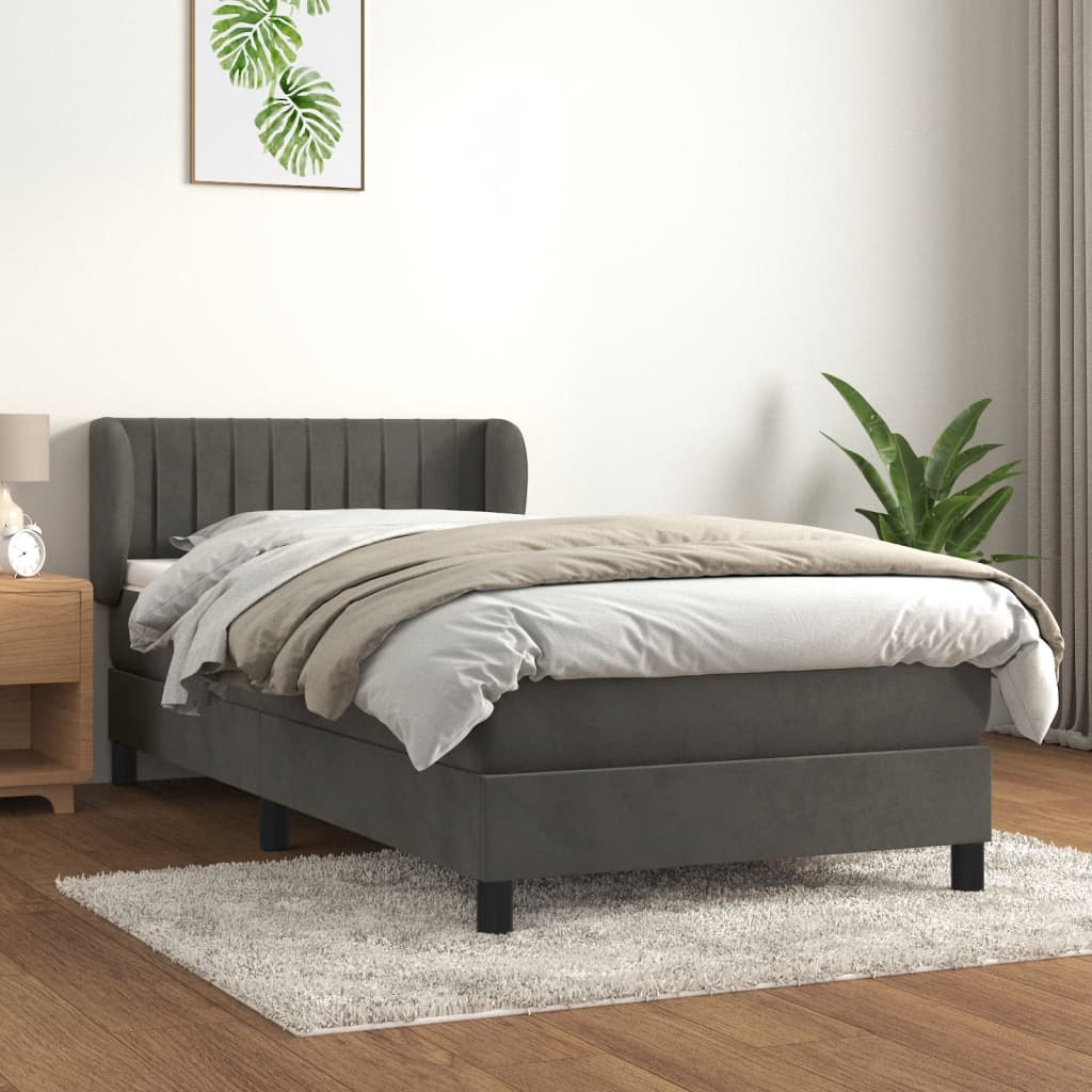 Sommier à lattes de lit et matelas Gris foncé 90x190 cm Velours - XIOS