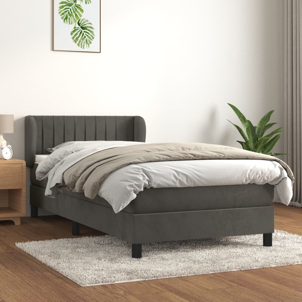 Sommier à lattes de lit et matelas Gris foncé 90x200 cm Velours - XIOS