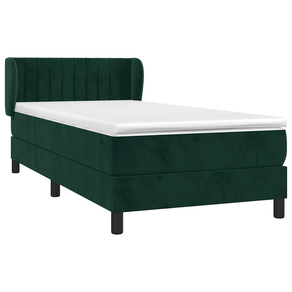 Sommier à lattes de lit avec matelas Vert foncé 90x200 cm