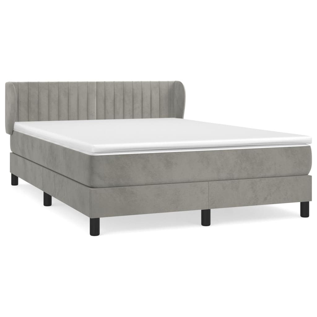 Sommier à lattes de lit et matelas Gris clair 140x190cm Velours - XIOS