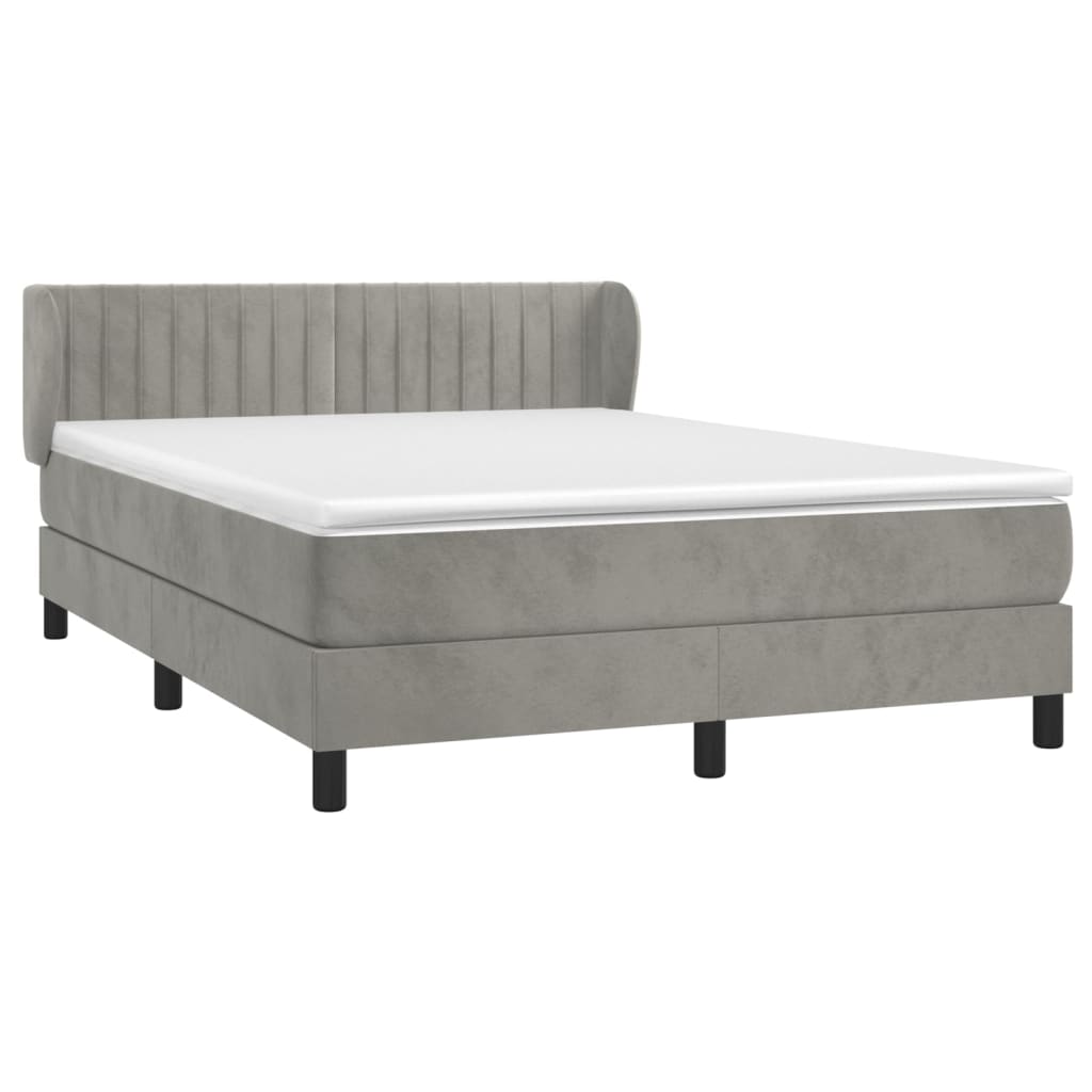 Sommier à lattes de lit et matelas Gris clair 140x190cm Velours - XIOS