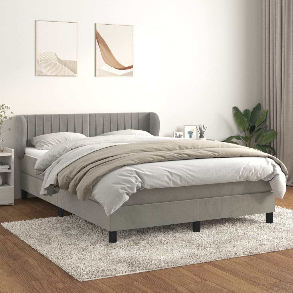 Sommier à lattes de lit et matelas Gris clair 140x200cm Velours - XIOS