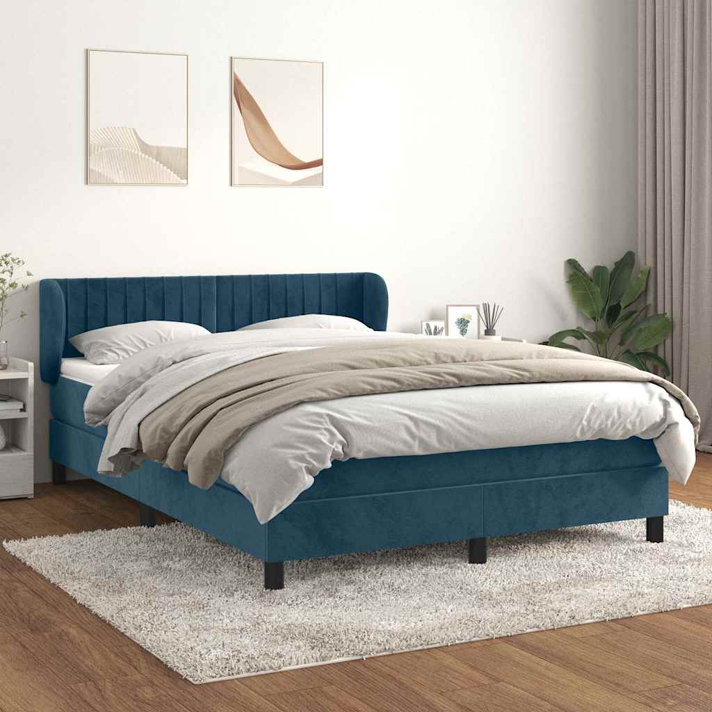 Sommier à lattes de lit et matelas Bleu foncé 140x200cm Velours - XIOS