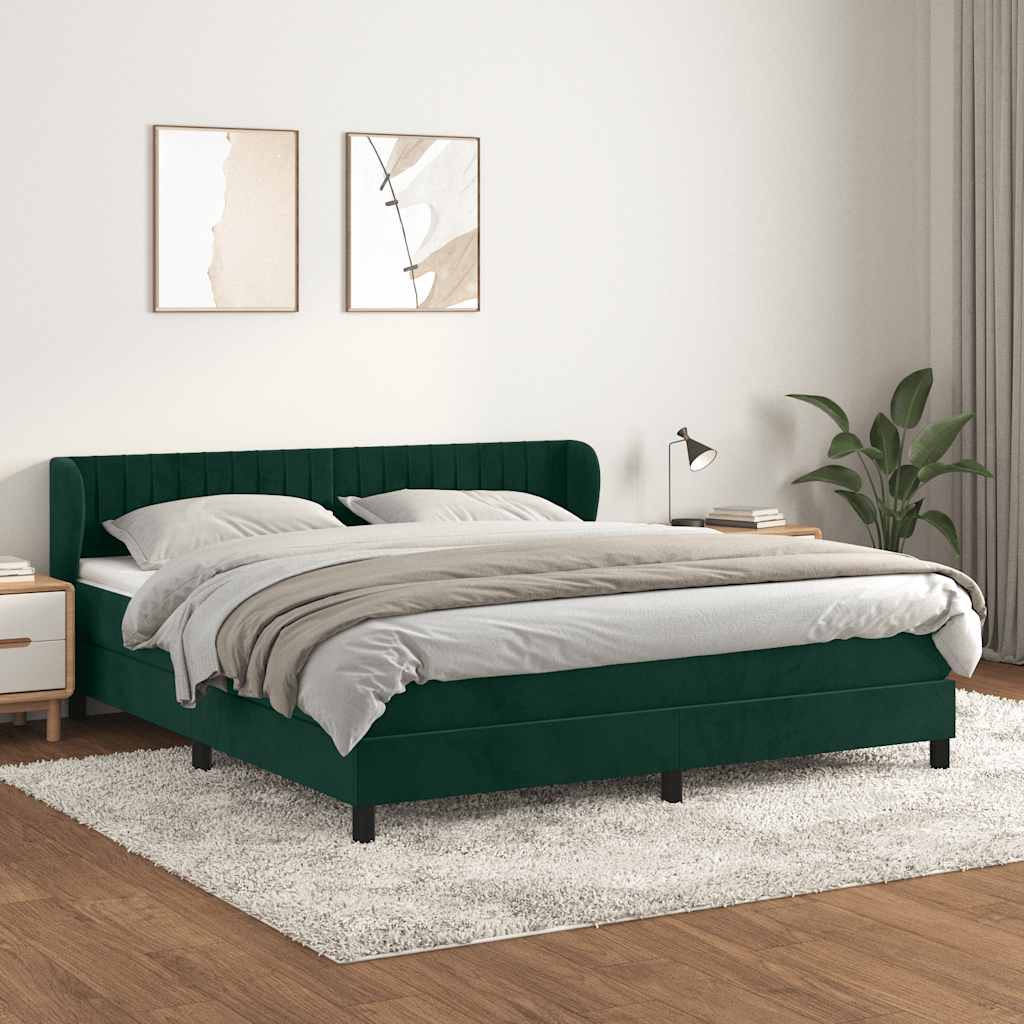 Sommier à lattes de lit et matelas Vert foncé 160x200cm Velours - XIOS