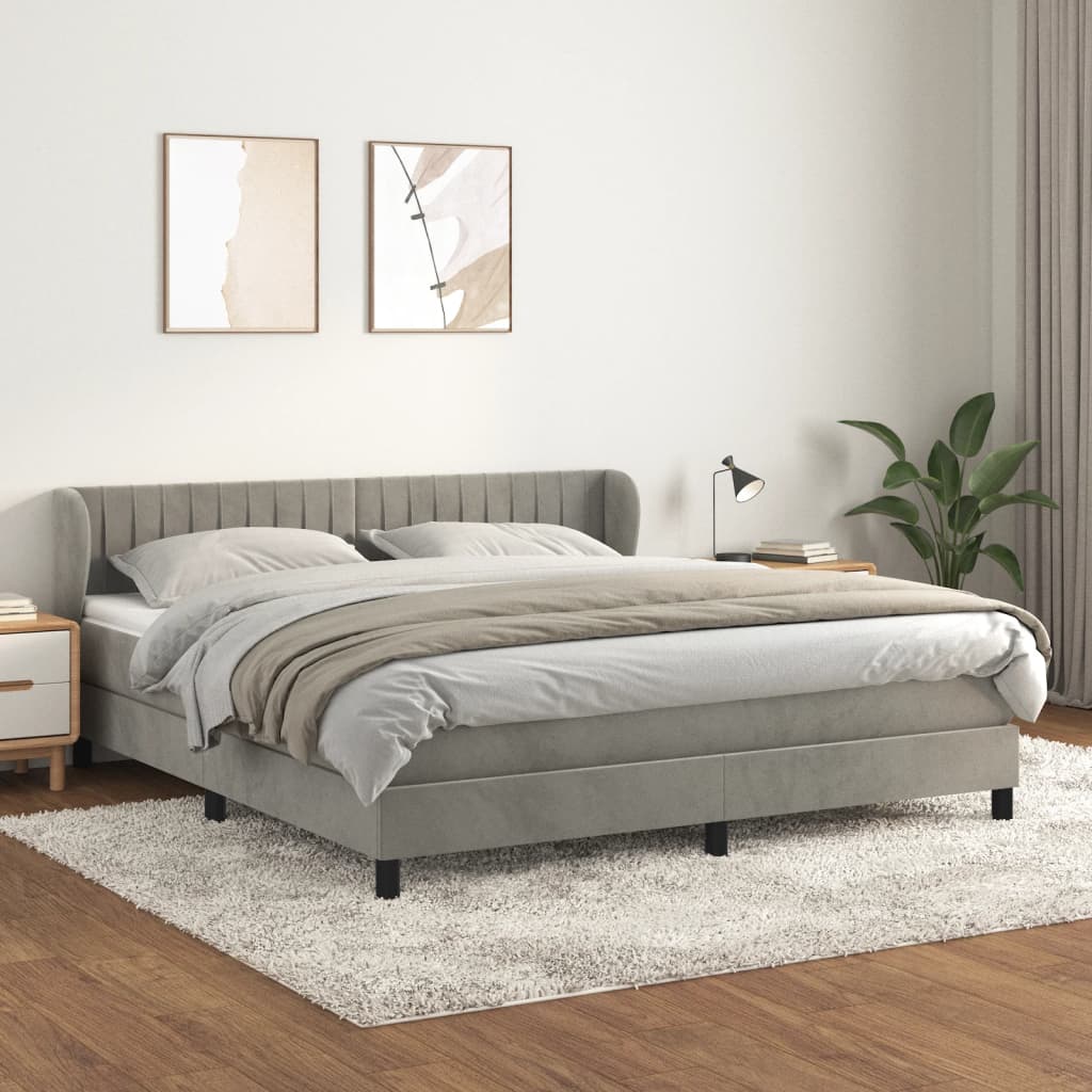 Sommier à lattes de lit et matelas Gris clair 180x200cm Velours - XIOS