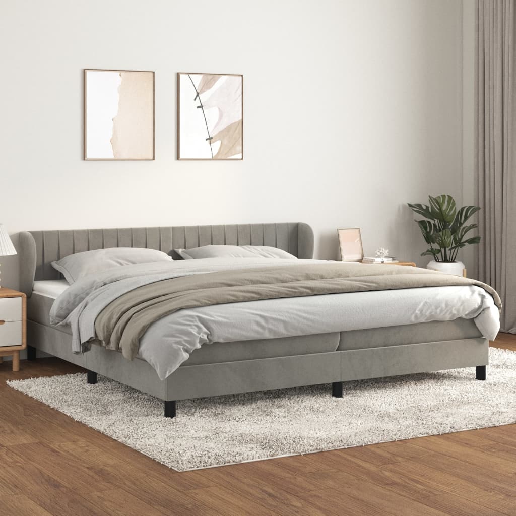 Sommier à lattes de lit et matelas Gris clair 200x200cm Velours - XIOS