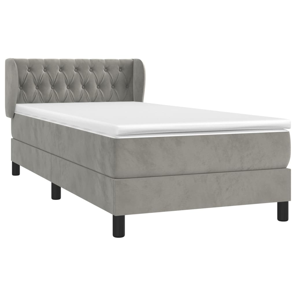 Sommier à lattes de lit et matelas Gris clair 90x190 cm Velours - XIOS