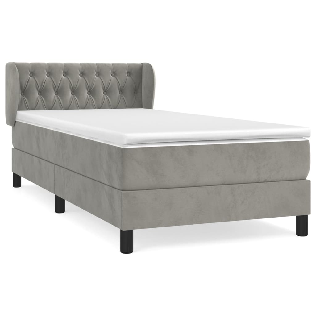 Sommier à lattes de lit et matelas Gris clair 90x200 cm Velours - XIOS