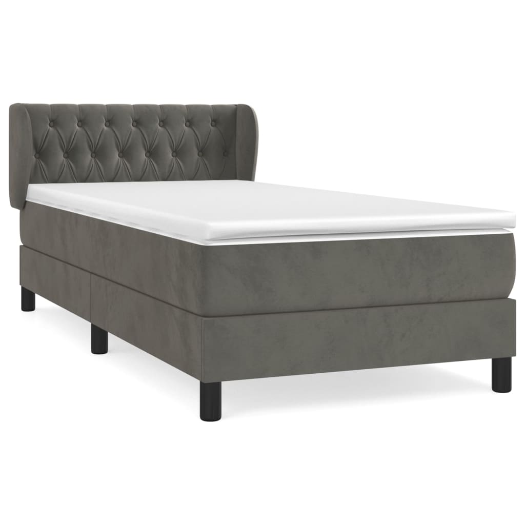 Sommier à lattes de lit et matelas Gris foncé 90x200 cm Velours - XIOS