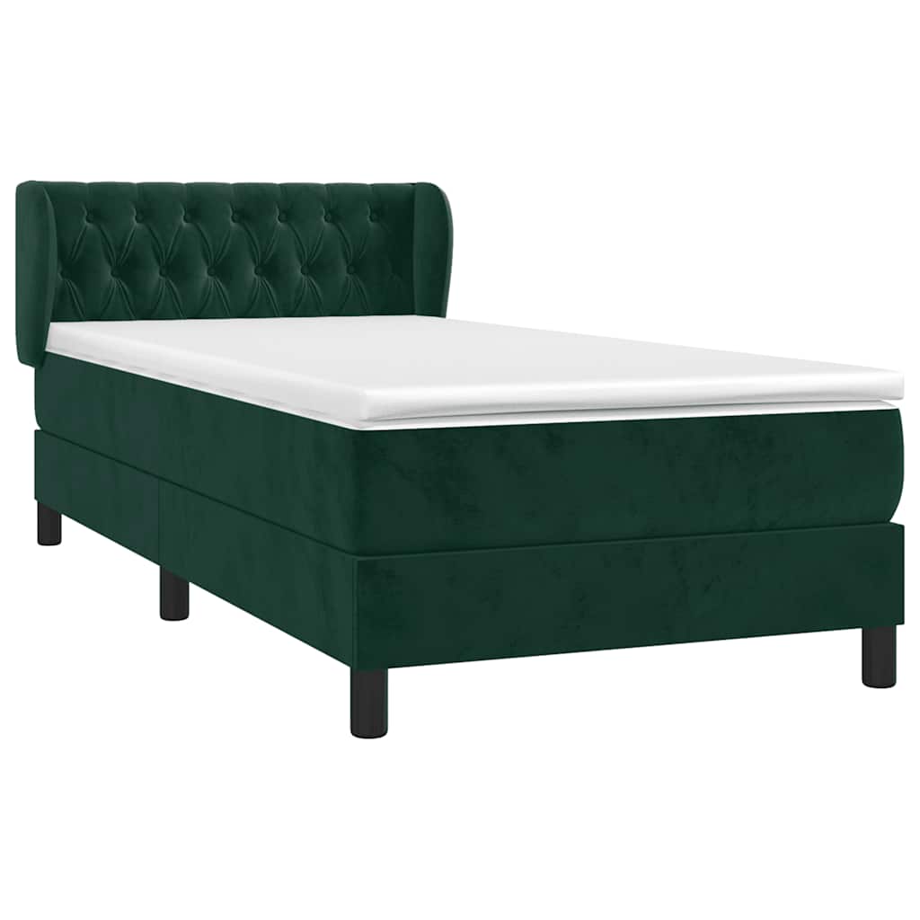 Sommier à lattes de lit avec matelas Vert foncé 100x200 cm