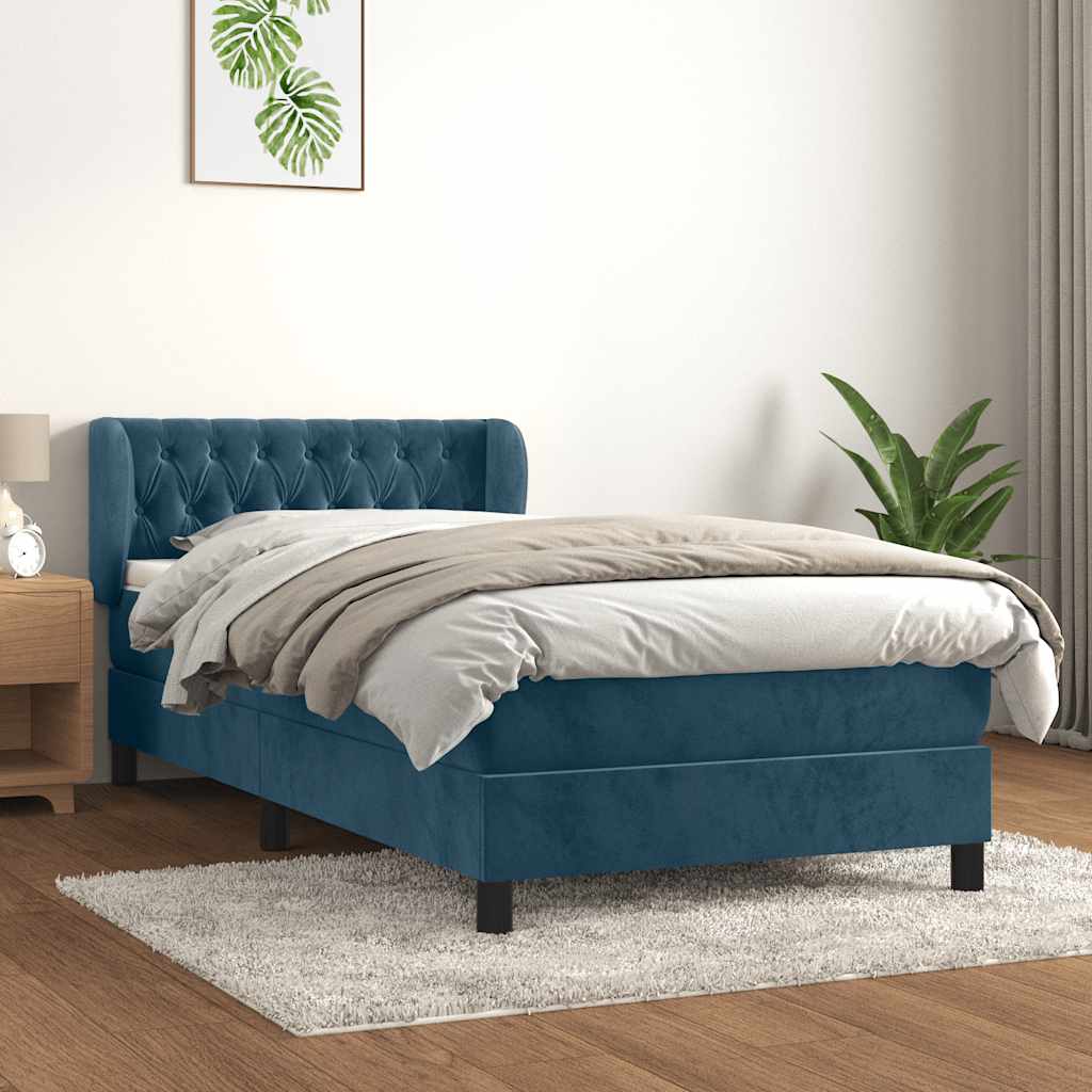 Sommier à lattes de lit avec matelas Bleu foncé 100x200 cm - XIOS