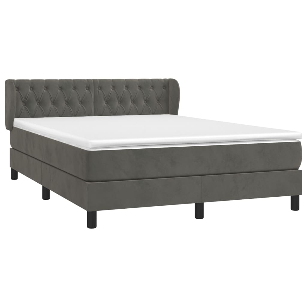 Sommier à lattes de lit et matelas Gris foncé 140x190cm Velours - XIOS