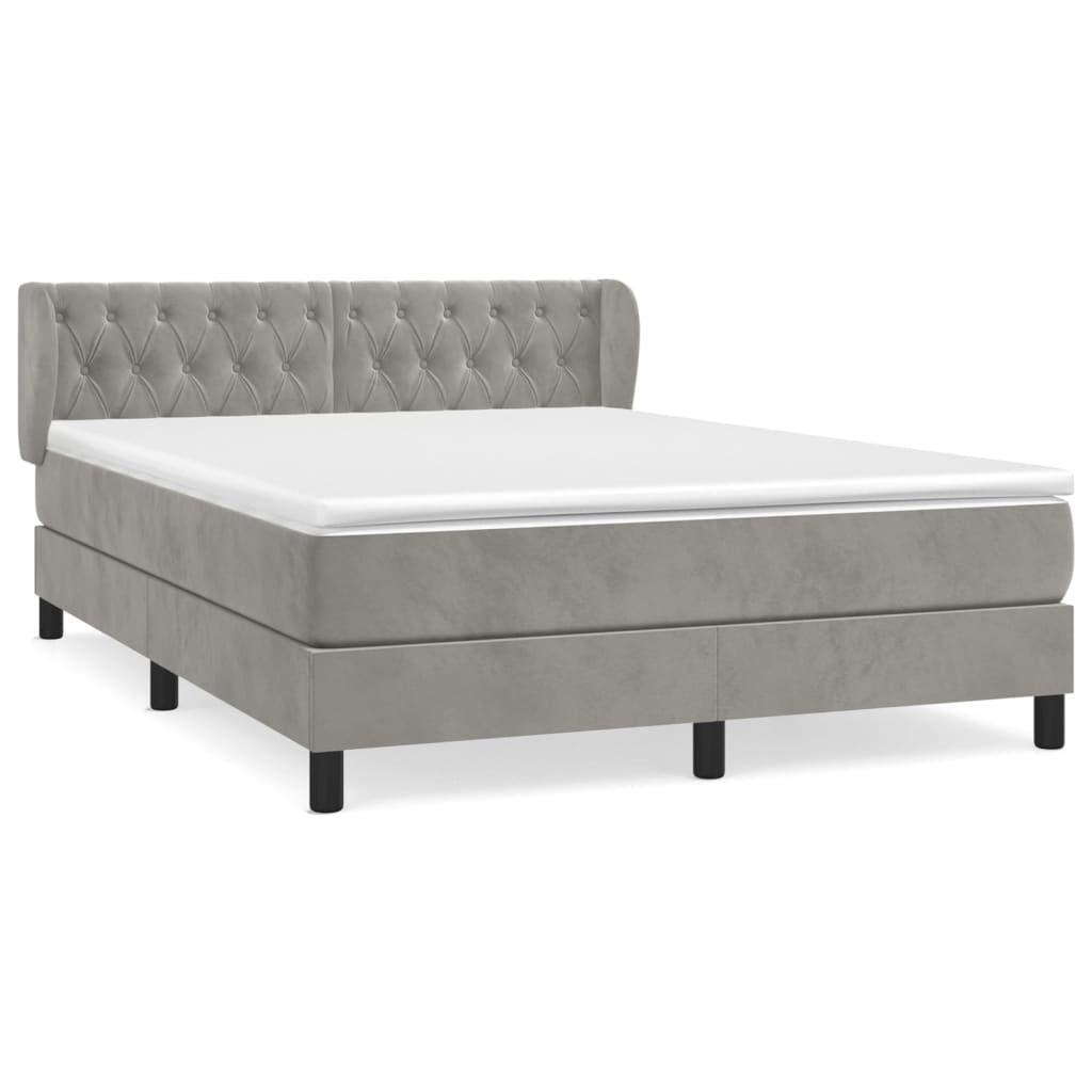 Sommier à lattes de lit et matelas Gris clair 140x200cm Velours - XIOS