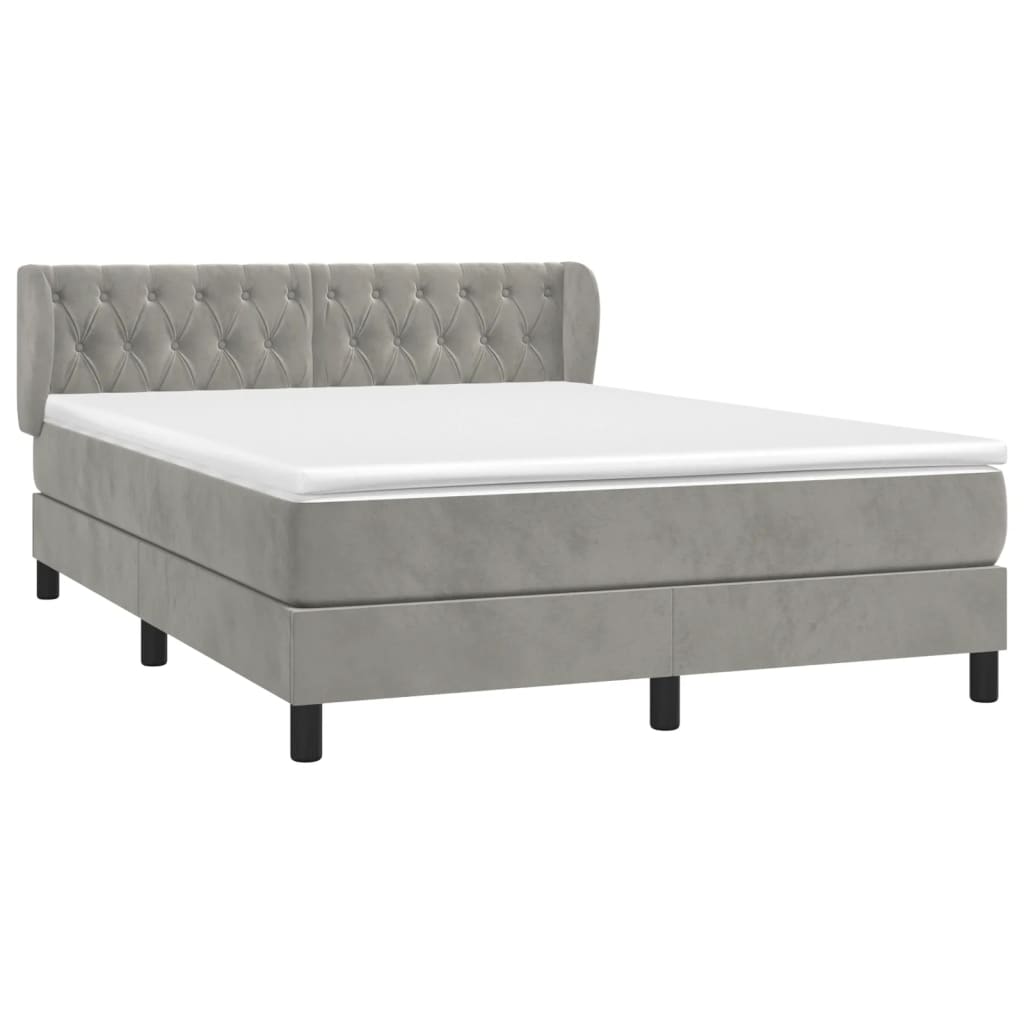 Sommier à lattes de lit et matelas Gris clair 140x200cm Velours - XIOS