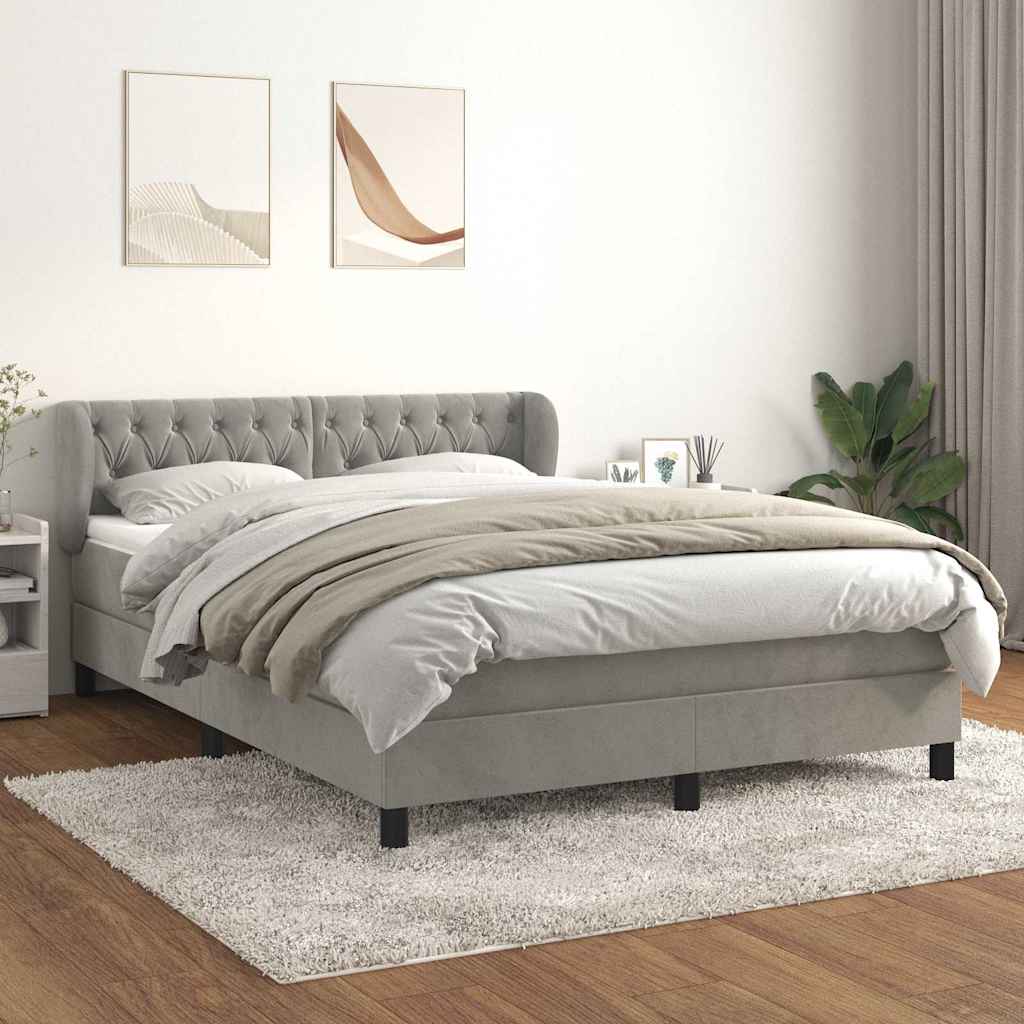Sommier à lattes de lit et matelas Gris clair 140x200cm Velours - XIOS