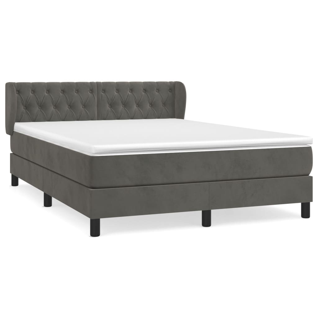 Sommier à lattes de lit et matelas Gris foncé 140x200cm Velours - XIOS
