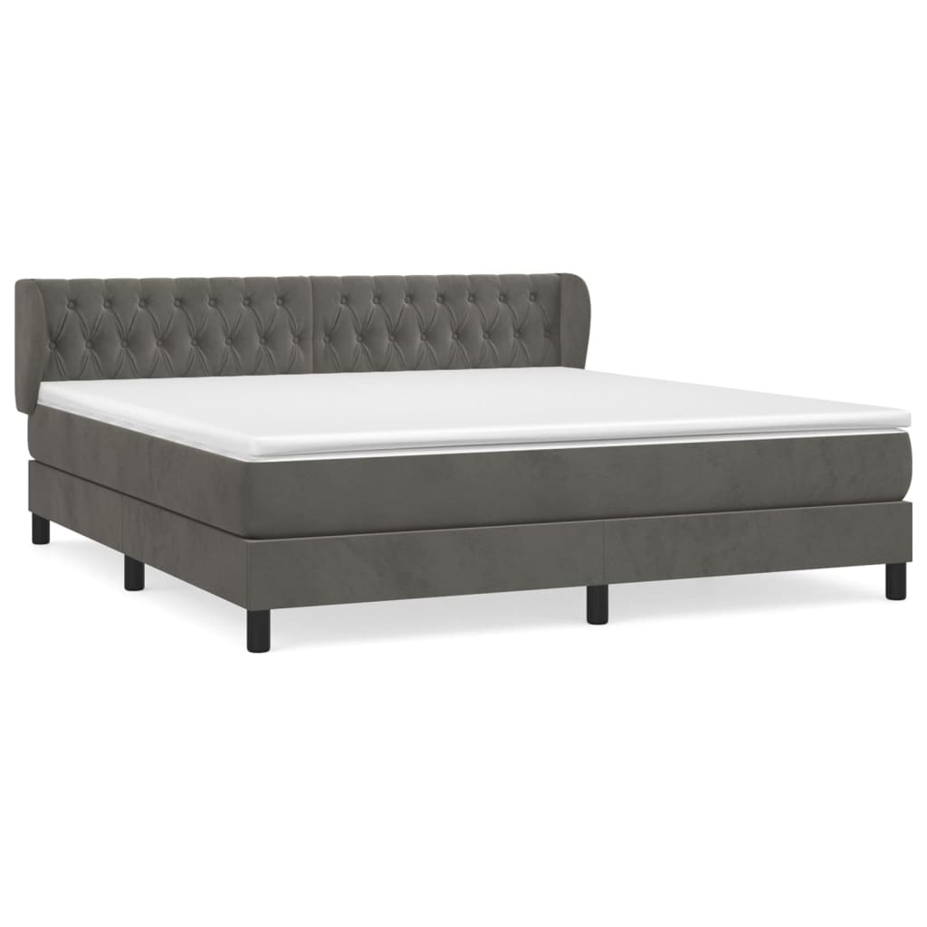 Sommier à lattes de lit et matelas Gris foncé 160x200cm Velours - XIOS