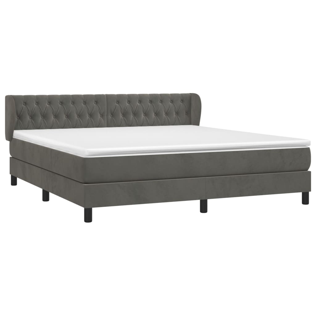 Sommier à lattes de lit et matelas Gris foncé 160x200cm Velours - XIOS
