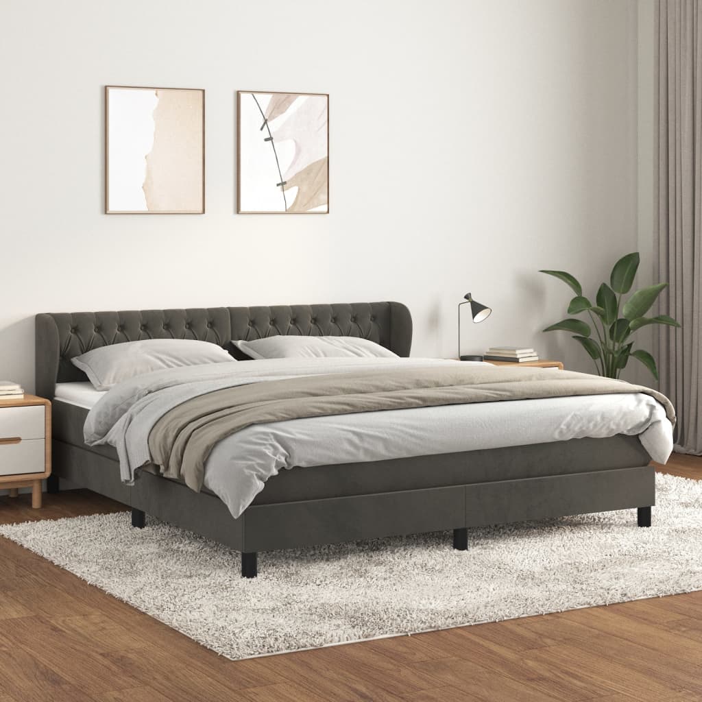 Sommier à lattes de lit et matelas Gris foncé 160x200cm Velours - XIOS