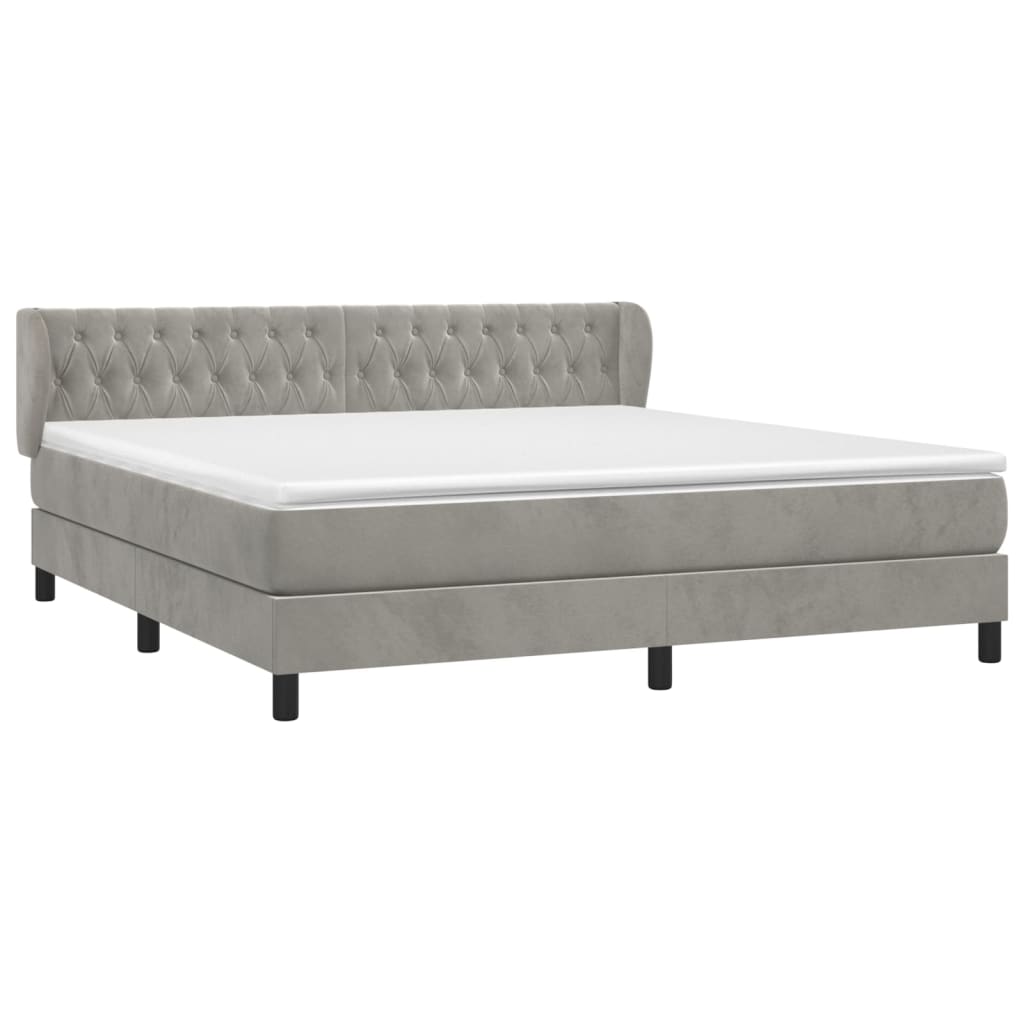 Sommier à lattes de lit et matelas Gris clair 180x200cm Velours - XIOS