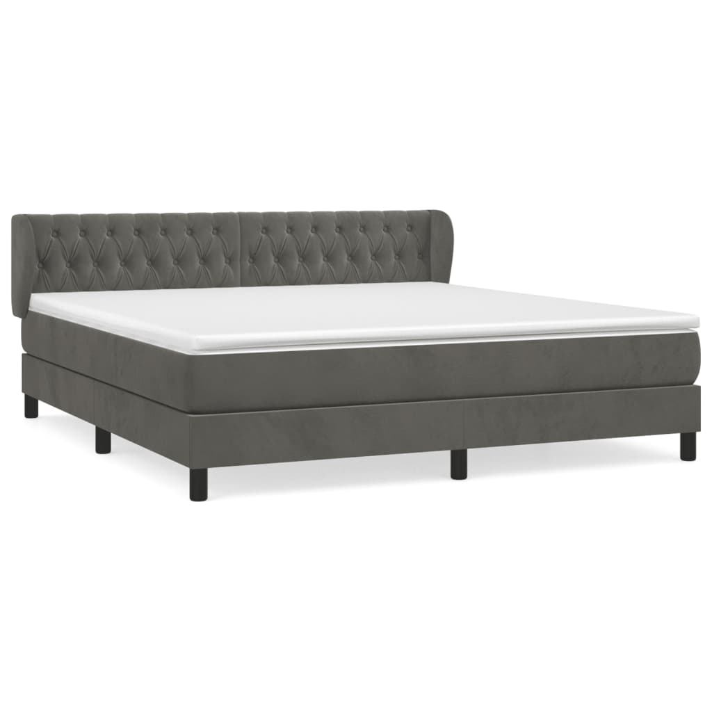 Sommier à lattes de lit et matelas Gris foncé 180x200cm Velours - XIOS