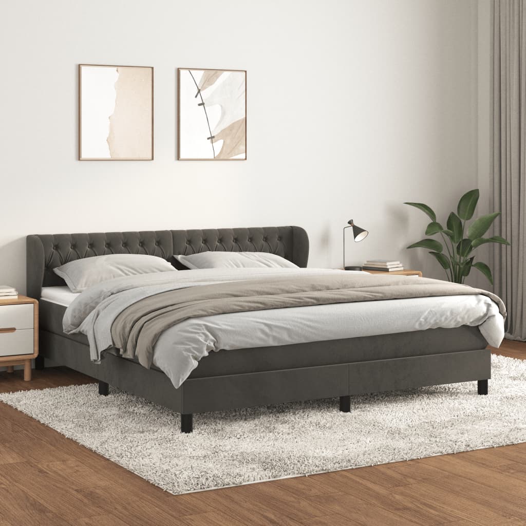 Sommier à lattes de lit et matelas Gris foncé 180x200cm Velours - XIOS