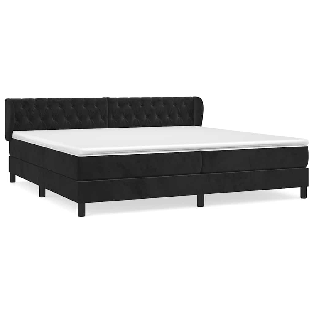 Sommier à lattes de lit et matelas Noir 200x200 cm Velours - XIOS
