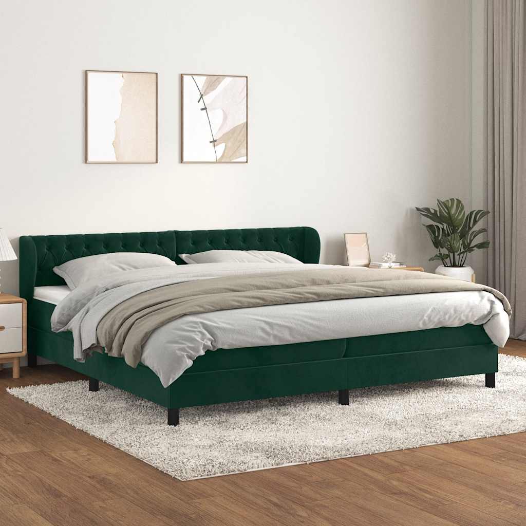 Sommier à lattes de lit et matelas Vert foncé 200x200cm Velours - XIOS