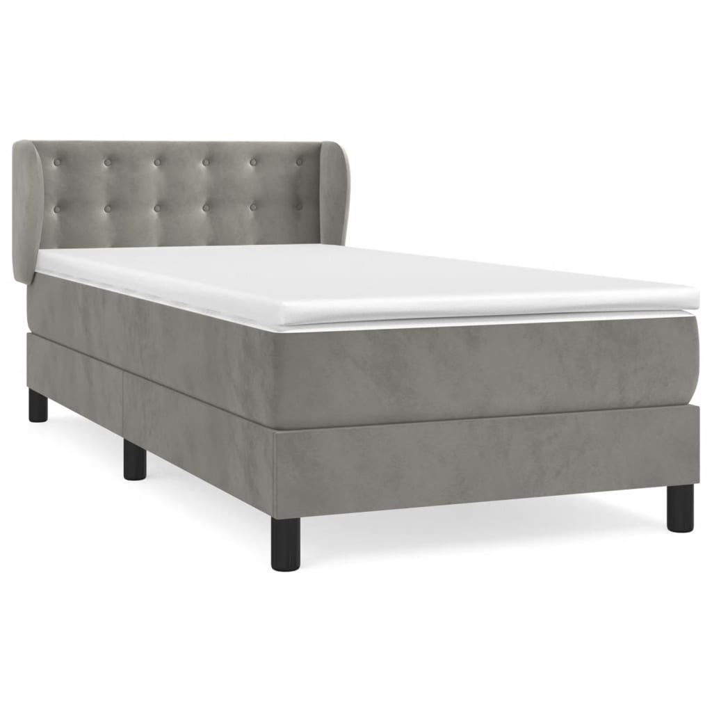 Sommier à lattes de lit et matelas Gris clair 90x190 cm Velours - XIOS