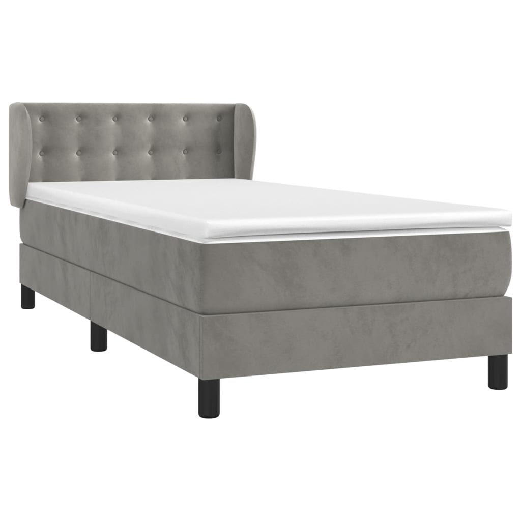 Sommier à lattes de lit et matelas Gris clair 90x190 cm Velours - XIOS