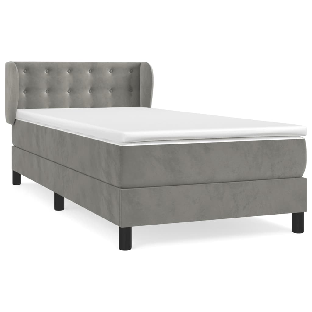 Sommier à lattes de lit et matelas Gris clair 90x200 cm Velours - XIOS