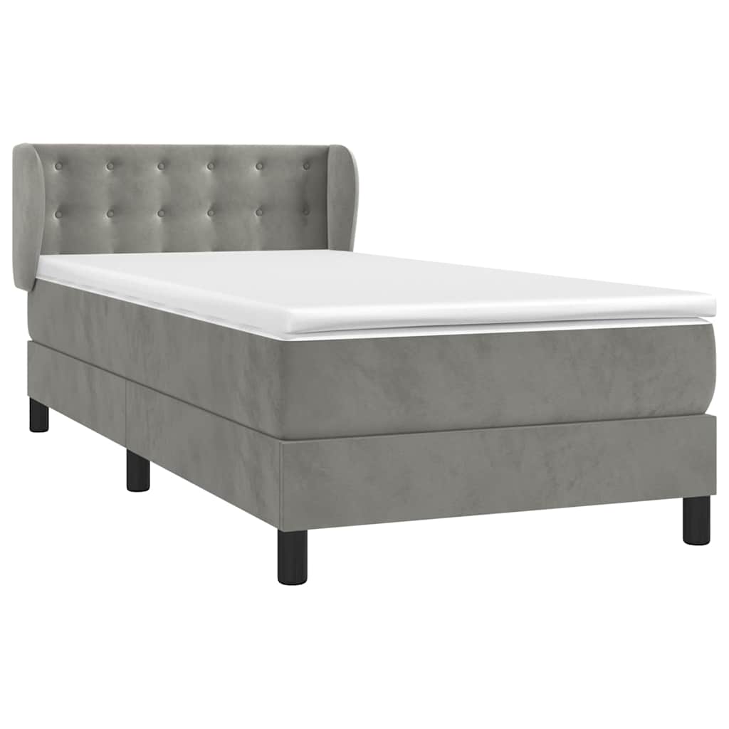 Sommier à lattes de lit et matelas Gris clair 100x200cm Velours