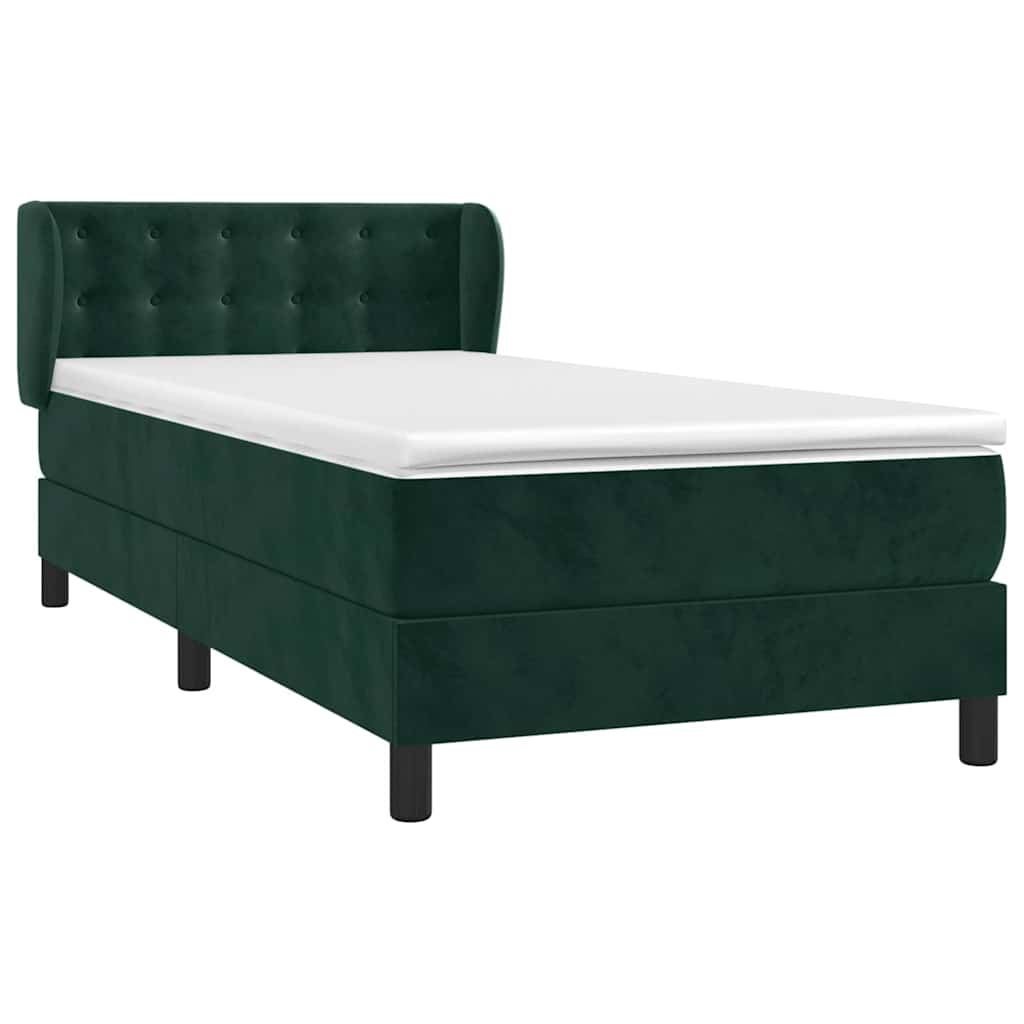Sommier à lattes de lit avec matelas Vert foncé 100x200 cm