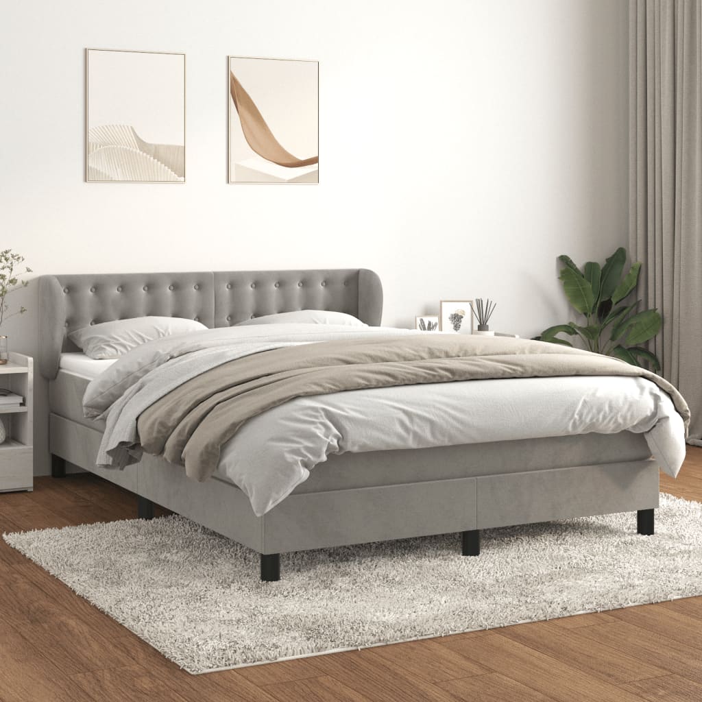 Sommier à lattes de lit et matelas Gris clair 140x190cm Velours - XIOS