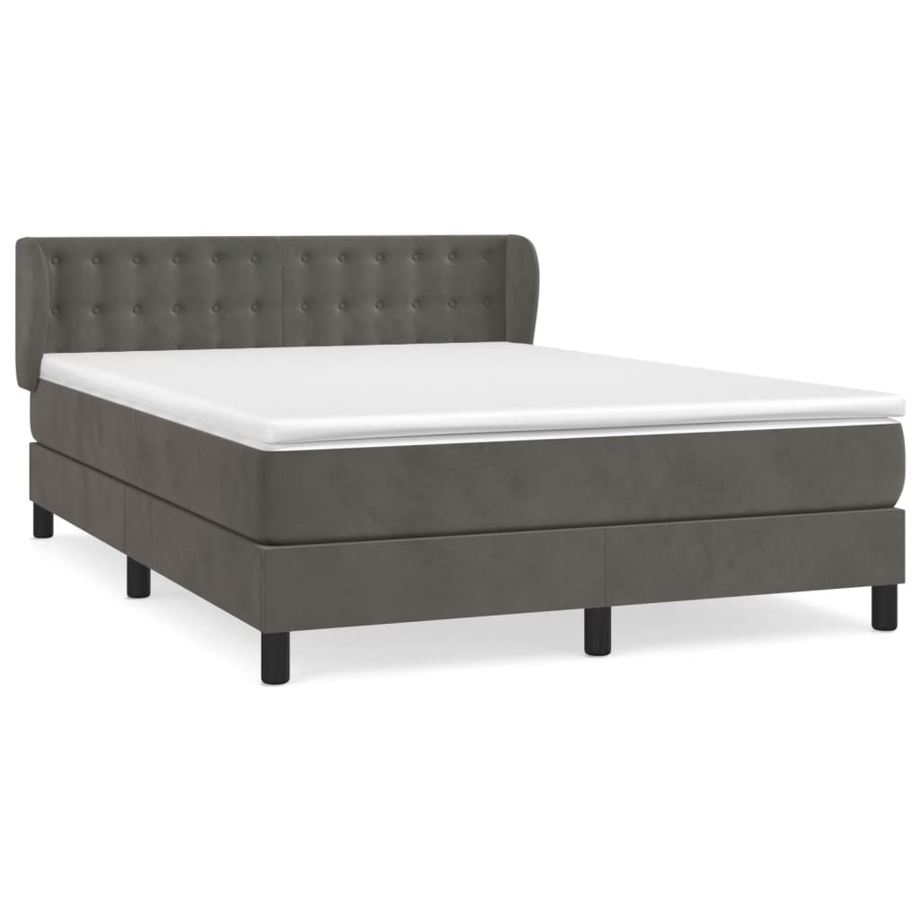 Sommier à lattes de lit et matelas Gris foncé 140x190cm Velours - XIOS