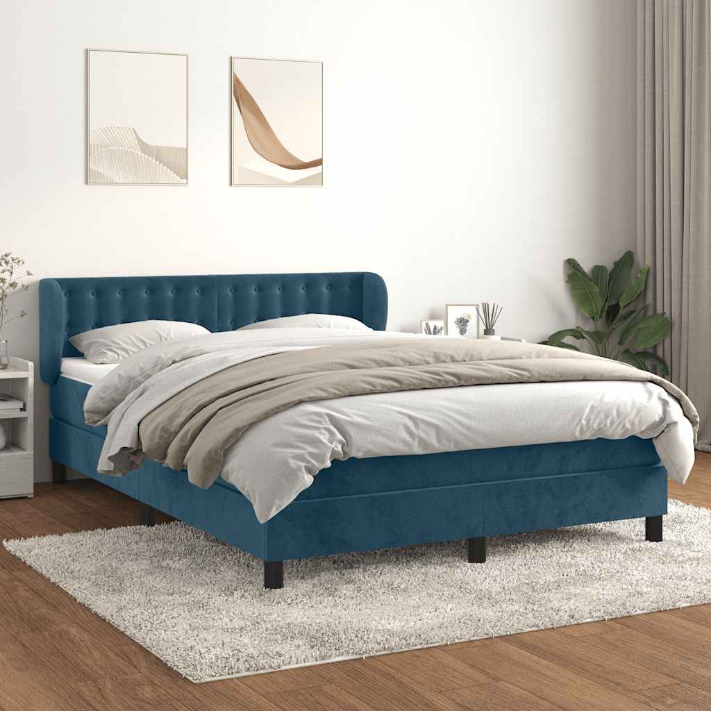 Sommier à lattes de lit et matelas Bleu foncé 140x190cm Velours - XIOS