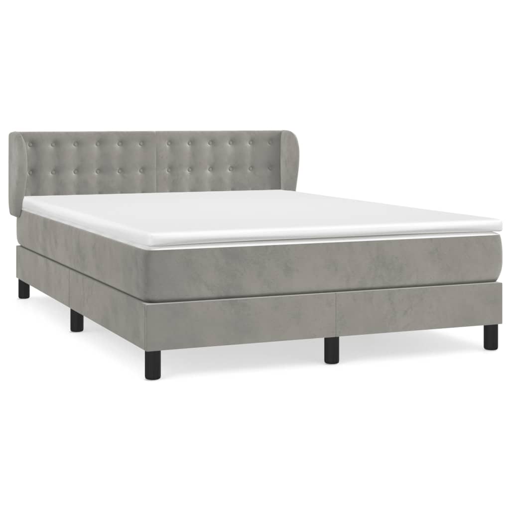 Sommier à lattes de lit et matelas Gris clair 140x200cm Velours - XIOS
