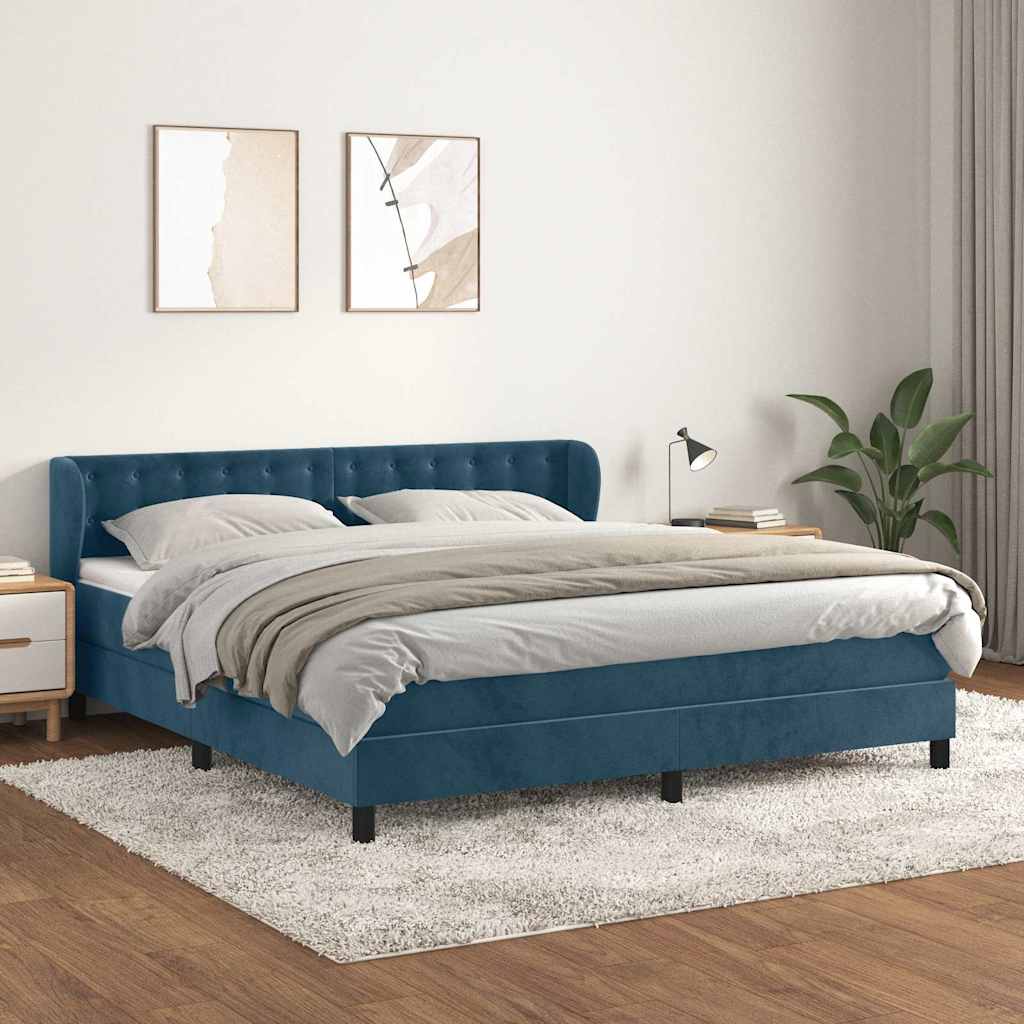 Sommier à lattes de lit et matelas Bleu foncé 160x200cm Velours - XIOS