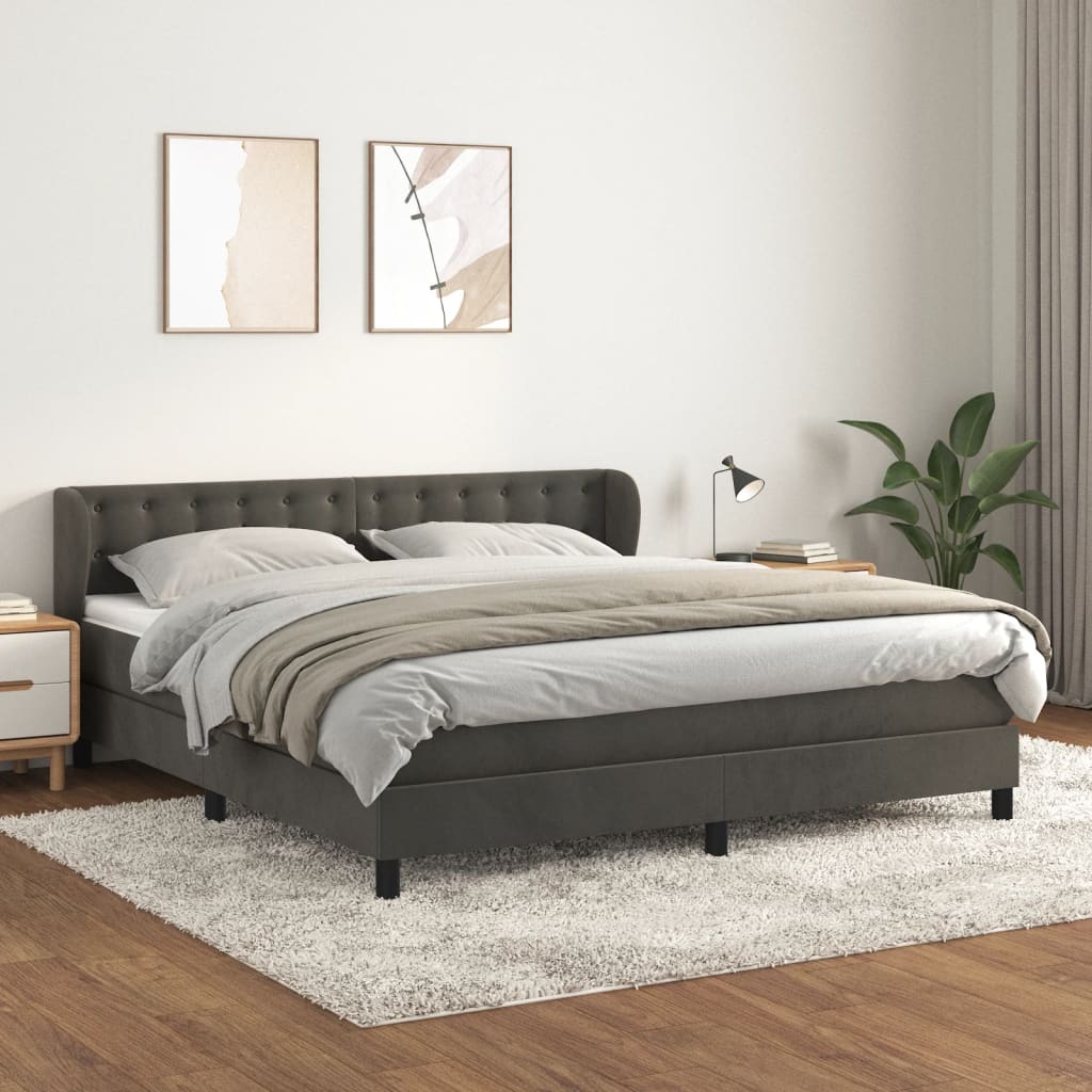 Sommier à lattes de lit et matelas Gris foncé 180x200cm Velours - XIOS