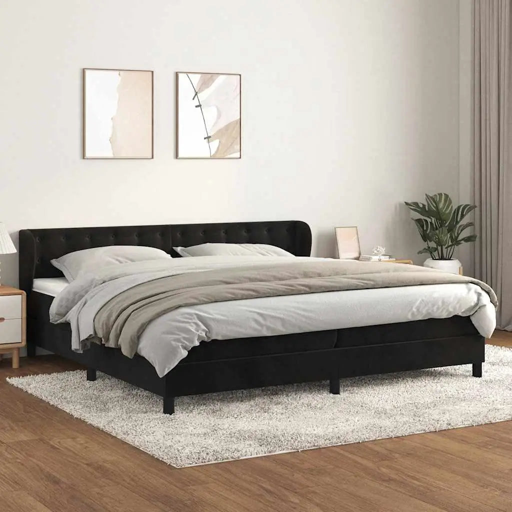 Sommier à lattes de lit et matelas Noir 200x200 cm Velours - XIOS