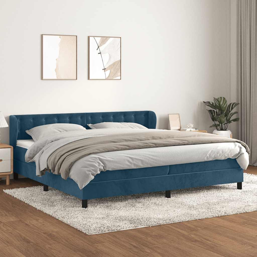 Sommier à lattes de lit et matelas Bleu foncé 200x200cm Velours - XIOS