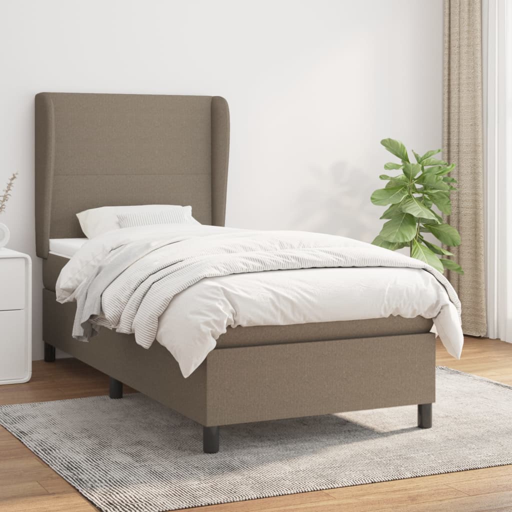 Sommier à lattes de lit avec matelas Taupe 80x200 cm Tissu Lits & cadres de lit vidaXL