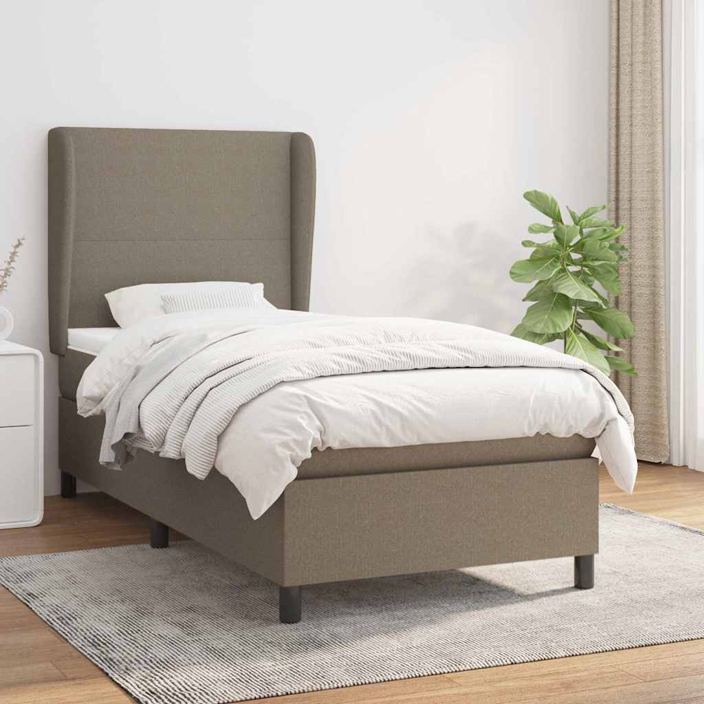 Sommier à lattes de lit avec matelas Taupe 90x190 cm Tissu