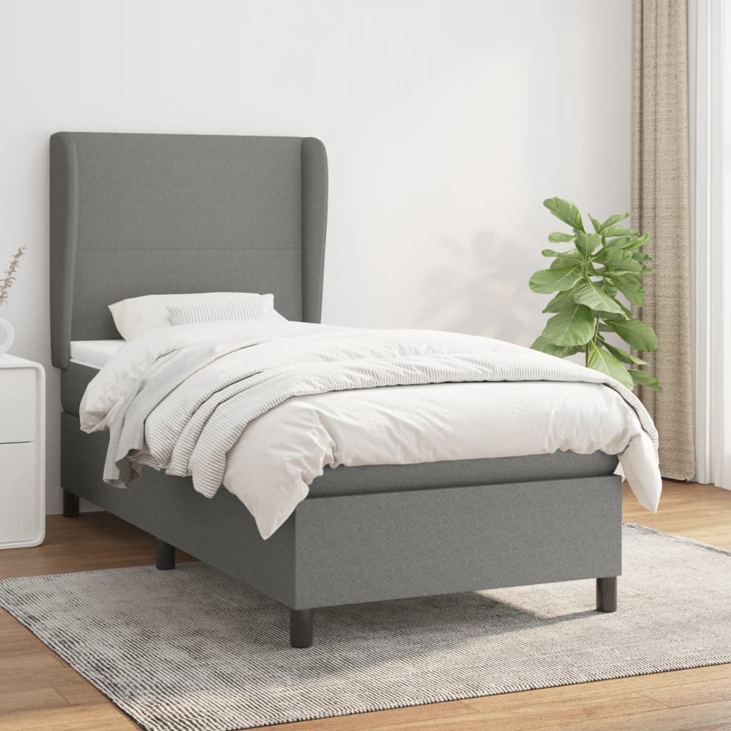 Sommier à lattes de lit avec matelas Gris foncé 90x200 cm Tissu - XIOS