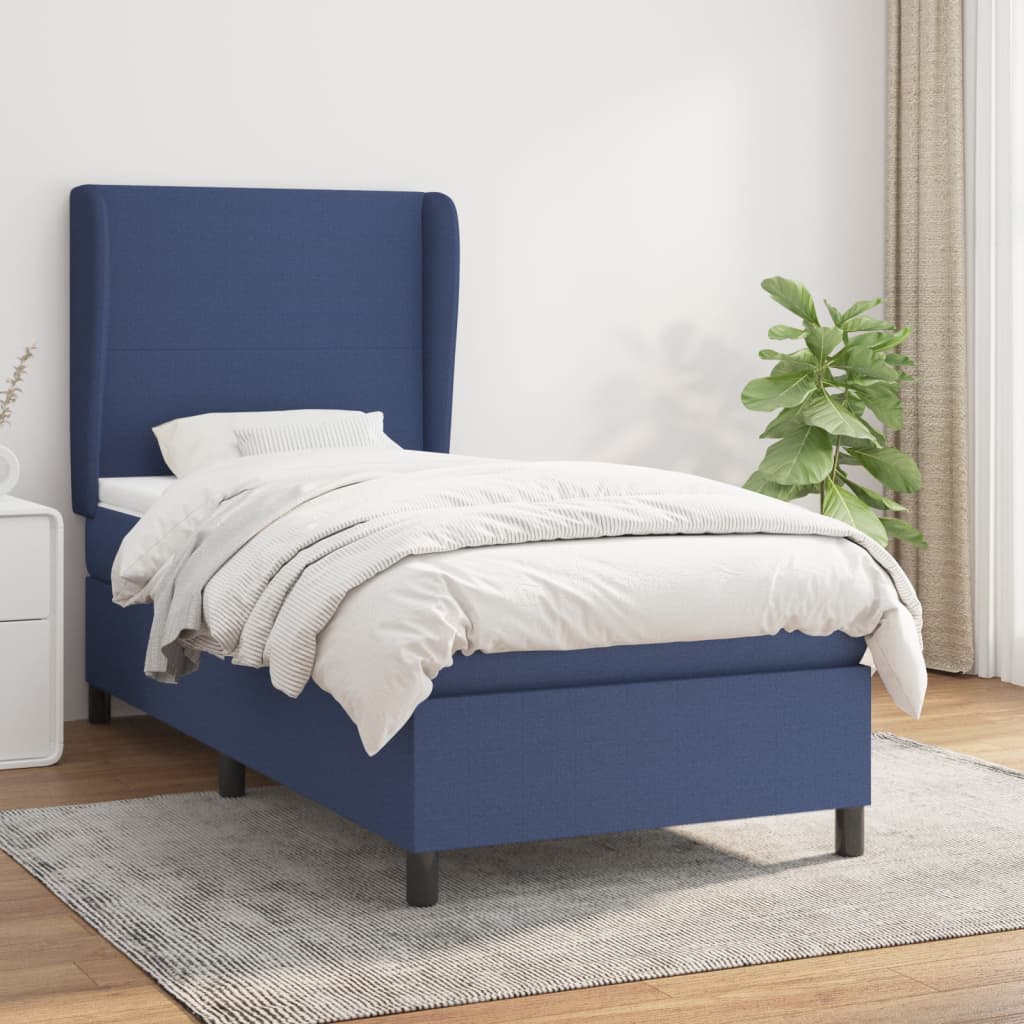Sommier à lattes de lit avec matelas Bleu 90x200 cm Tissu - XIOS